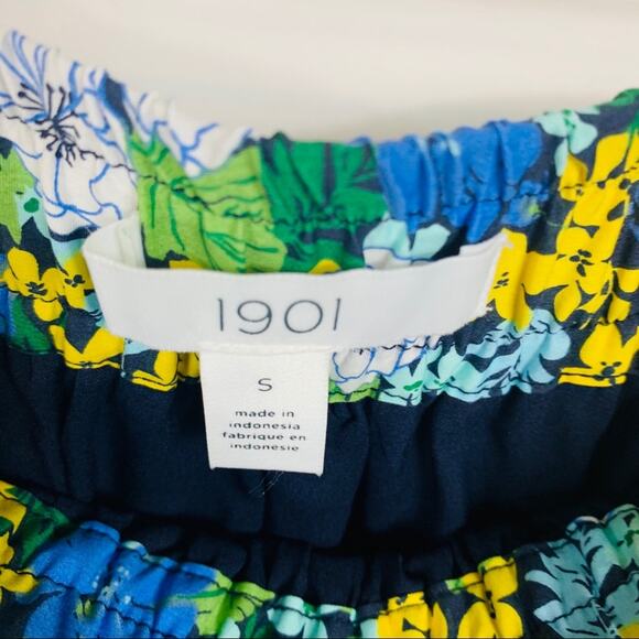 1901 Floral Midi Skirt Blues Green Gold Floral Small NWT - Picture 6 of 6